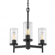  7011-3 BLK-CLR - Winslett 3-Light Chandelier in Matte Black with Ribbed Clear Glass Shades
